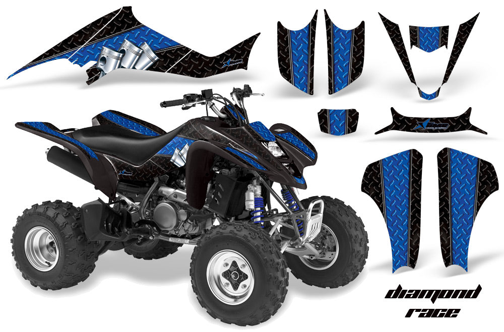 ATV Graphics Kit Decal Sticker Wrap For Suzuki LTZ400 2003-2008 DIAMOND RACE BLUE BLACK-atv motorcycle utv parts accessories gear helmets jackets gloves pantsAll Terrain Depot