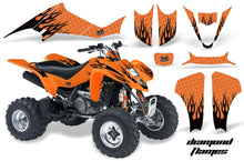 Load image into Gallery viewer, ATV Graphics Kit Decal Sticker Wrap For Kawasaki KFX400 2003-2008 DIAMOND FLAMES BLACK ORANGE-atv motorcycle utv parts accessories gear helmets jackets gloves pantsAll Terrain Depot