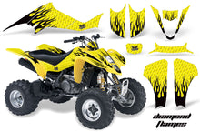 Load image into Gallery viewer, ATV Graphics Kit Decal Sticker Wrap For Suzuki LTZ400 2003-2008 DIAMOND FLAMES BLACK YELLOW-atv motorcycle utv parts accessories gear helmets jackets gloves pantsAll Terrain Depot