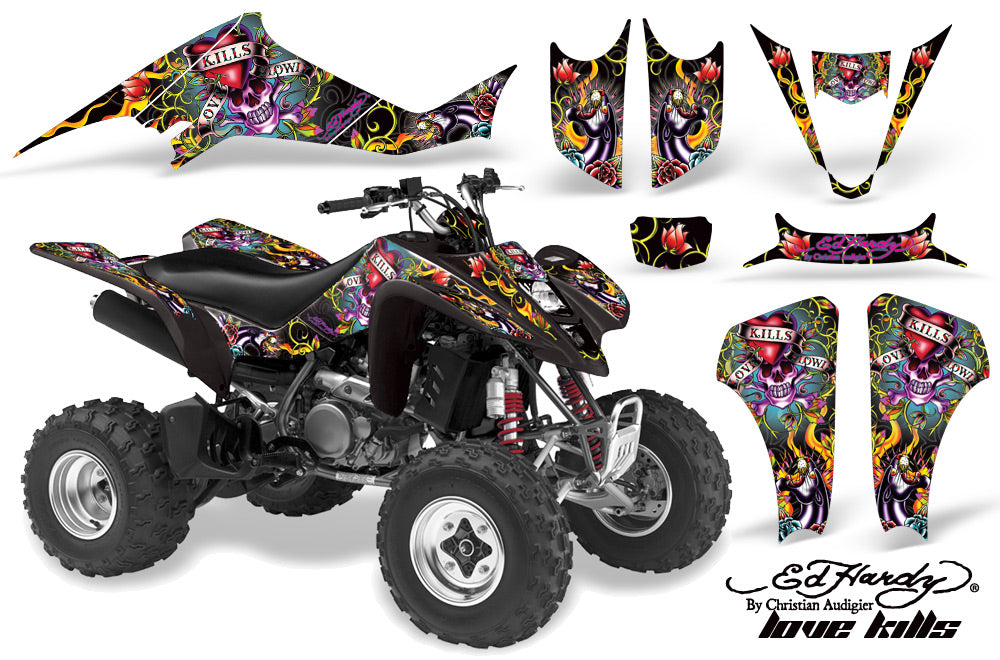 ATV Graphics Kit Decal Sticker Wrap For Kawasaki KFX400 2003-2008 EDHLK BLACK-atv motorcycle utv parts accessories gear helmets jackets gloves pantsAll Terrain Depot