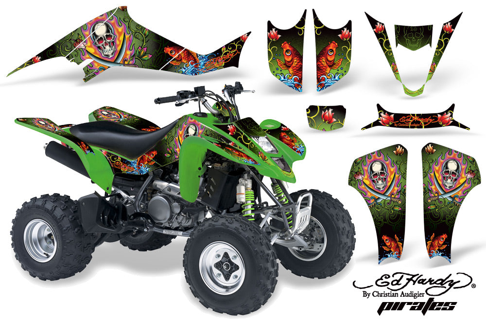 ATV Graphics Kit Decal Sticker Wrap For Kawasaki KFX400 2003-2008 EDHP GREEN-atv motorcycle utv parts accessories gear helmets jackets gloves pantsAll Terrain Depot