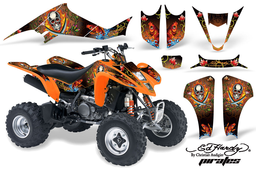 ATV Graphics Kit Decal Sticker Wrap For Kawasaki KFX400 2003-2008 EDHP ORANGE-atv motorcycle utv parts accessories gear helmets jackets gloves pantsAll Terrain Depot