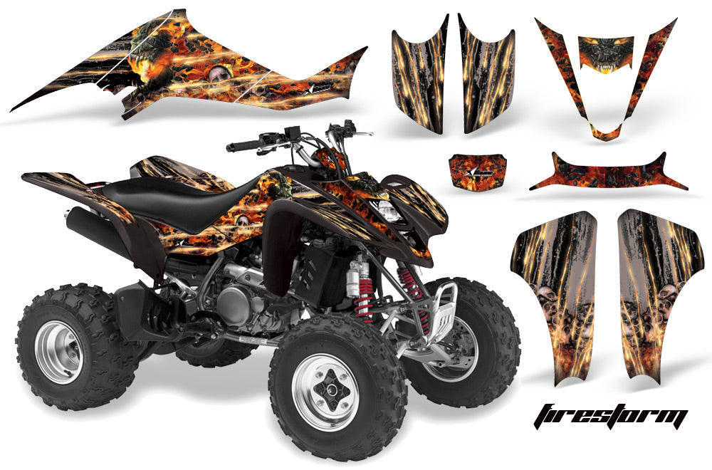 ATV Graphics Kit Decal Sticker Wrap For Suzuki LTZ400 2003-2008 FIRESTORM BLACK-atv motorcycle utv parts accessories gear helmets jackets gloves pantsAll Terrain Depot
