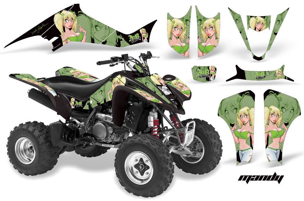 ATV Graphics Kit Decal Sticker Wrap For Kawasaki KFX400 2003-2008 MANDY GREEN BLACK-atv motorcycle utv parts accessories gear helmets jackets gloves pantsAll Terrain Depot