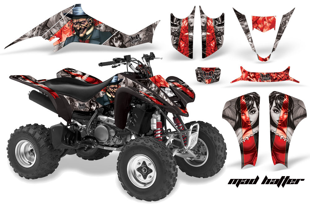 ATV Graphics Kit Decal Sticker Wrap For Kawasaki KFX400 2003-2008 HATTER RED SILVER-atv motorcycle utv parts accessories gear helmets jackets gloves pantsAll Terrain Depot