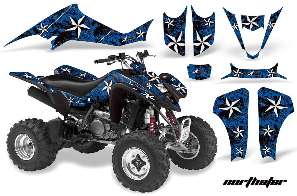 ATV Graphics Kit Decal Sticker Wrap For Kawasaki KFX400 2003-2008 NORTHSTAR WHITE BLUE-atv motorcycle utv parts accessories gear helmets jackets gloves pantsAll Terrain Depot