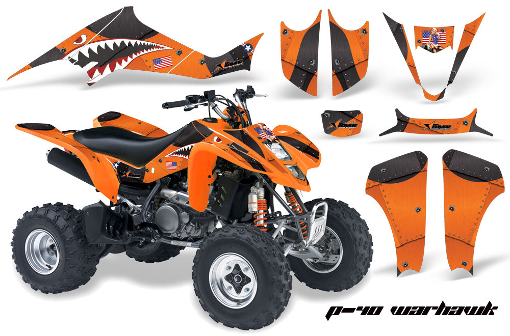 ATV Graphics Kit Decal Sticker Wrap For Suzuki LTZ400 2003-2008 WARHAWK ORANGE-atv motorcycle utv parts accessories gear helmets jackets gloves pantsAll Terrain Depot