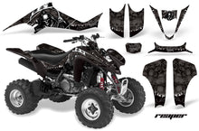 Load image into Gallery viewer, ATV Graphics Kit Decal Sticker Wrap For Kawasaki KFX400 2003-2008 REAPER BLACK-atv motorcycle utv parts accessories gear helmets jackets gloves pantsAll Terrain Depot