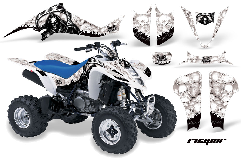 ATV Graphics Kit Decal Sticker Wrap For Kawasaki KFX400 2003-2008 REAPER WHITE-atv motorcycle utv parts accessories gear helmets jackets gloves pantsAll Terrain Depot