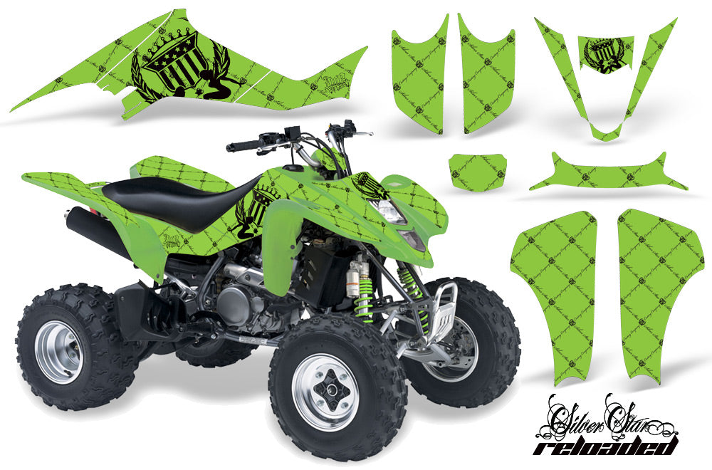 ATV Graphics Kit Decal Sticker Wrap For Kawasaki KFX400 2003-2008 RELOADED BLACK GREEN-atv motorcycle utv parts accessories gear helmets jackets gloves pantsAll Terrain Depot