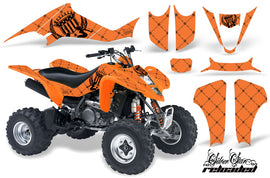 ATV Graphics Kit Decal Sticker Wrap For Kawasaki KFX400 2003-2008 RELOADED BLACK ORANGE-atv motorcycle utv parts accessories gear helmets jackets gloves pantsAll Terrain Depot