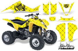 ATV Graphics Kit Decal Sticker Wrap For Kawasaki KFX400 2003-2008 RELOADED BLACK YELLOW-atv motorcycle utv parts accessories gear helmets jackets gloves pantsAll Terrain Depot