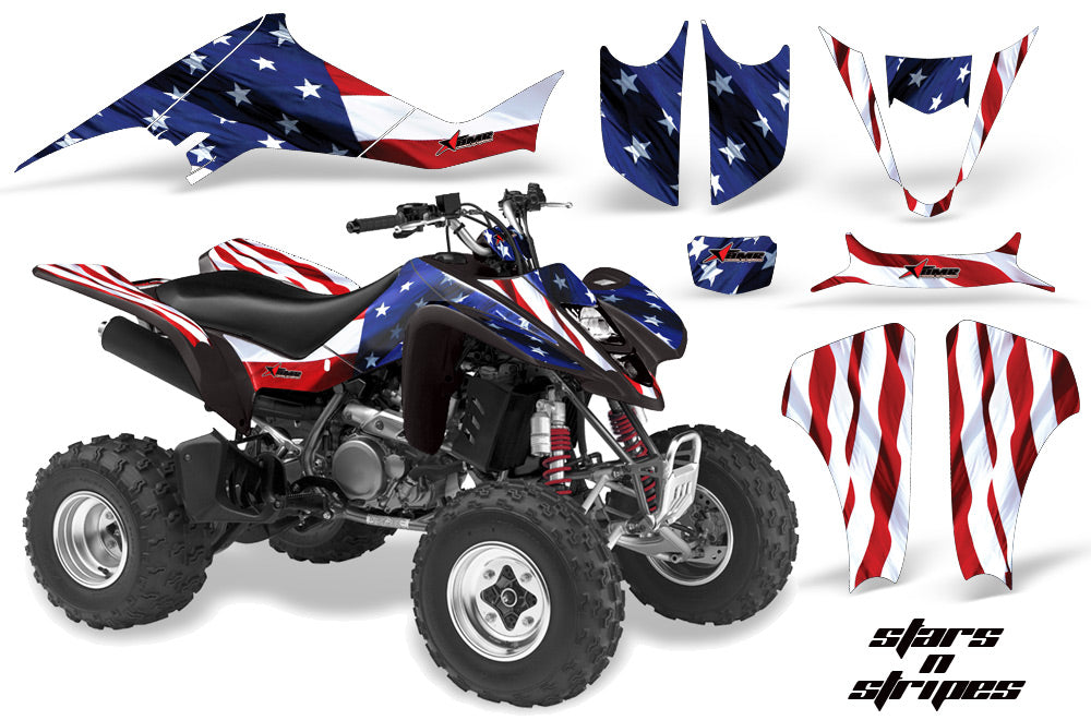 ATV Graphics Kit Decal Sticker Wrap For Kawasaki KFX400 2003-2008 USA FLAG-atv motorcycle utv parts accessories gear helmets jackets gloves pantsAll Terrain Depot
