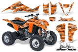 ATV Graphics Kit Decal Sticker Wrap For Kawasaki KFX400 2003-2008 SSSH BLACK ORANGE