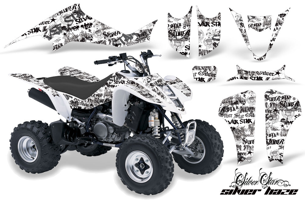 ATV Graphics Kit Decal Sticker Wrap For Kawasaki KFX400 2003-2008 SSSH BLACK WHITE-atv motorcycle utv parts accessories gear helmets jackets gloves pantsAll Terrain Depot