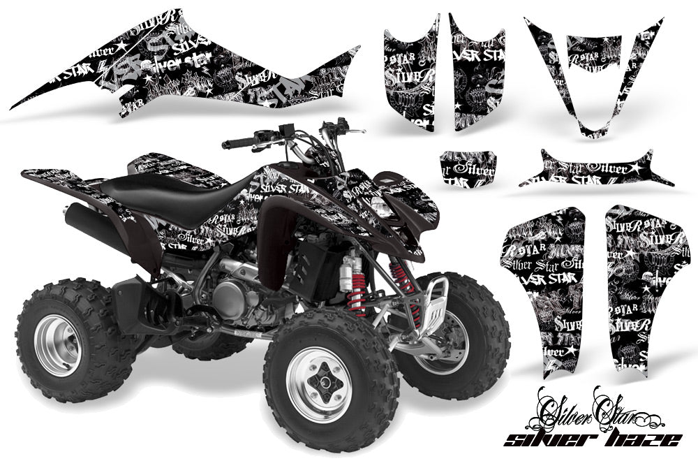 ATV Graphics Kit Decal Sticker Wrap For Kawasaki KFX400 2003-2008 SSSH WHITE BLACK-atv motorcycle utv parts accessories gear helmets jackets gloves pantsAll Terrain Depot
