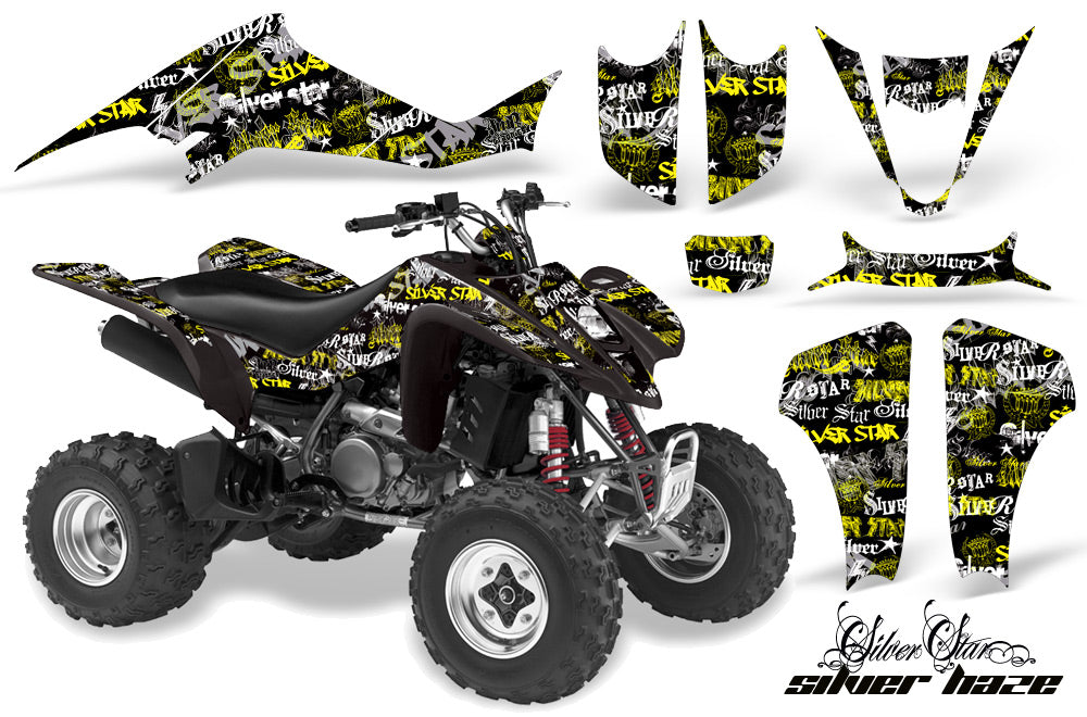 ATV Graphics Kit Decal Sticker Wrap For Kawasaki KFX400 2003-2008 SSSH YELLOW BLACK-atv motorcycle utv parts accessories gear helmets jackets gloves pantsAll Terrain Depot