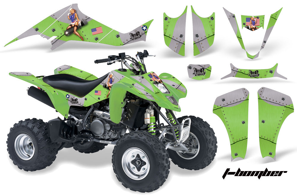 ATV Graphics Kit Decal Sticker Wrap For Kawasaki KFX400 2003-2008 TBOMBER GREEN-atv motorcycle utv parts accessories gear helmets jackets gloves pantsAll Terrain Depot