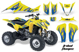 ATV Graphics Kit Decal Sticker Wrap For Kawasaki KFX400 2003-2008 TRIBAL BLUE YELLOW