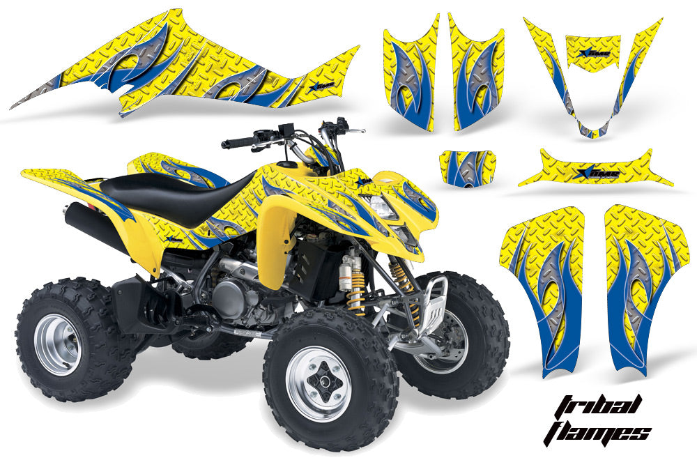 ATV Graphics Kit Decal Sticker Wrap For Suzuki LTZ400 2003-2008 TRIBAL BLUE YELLOW-atv motorcycle utv parts accessories gear helmets jackets gloves pantsAll Terrain Depot
