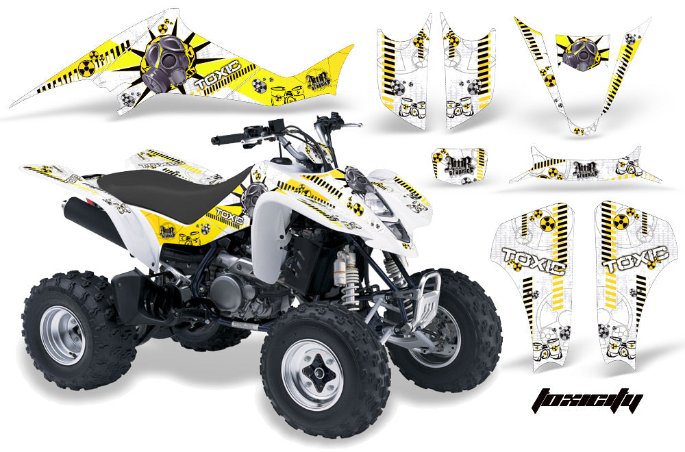 ATV Graphics Kit Decal Sticker Wrap For Kawasaki KFX400 2003-2008 TOXIC YELLOW WHITE-atv motorcycle utv parts accessories gear helmets jackets gloves pantsAll Terrain Depot
