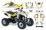 ATV Graphics Kit Decal Sticker Wrap For Suzuki LTZ400 2003-2008 TOXIC YELLOW WHITE
