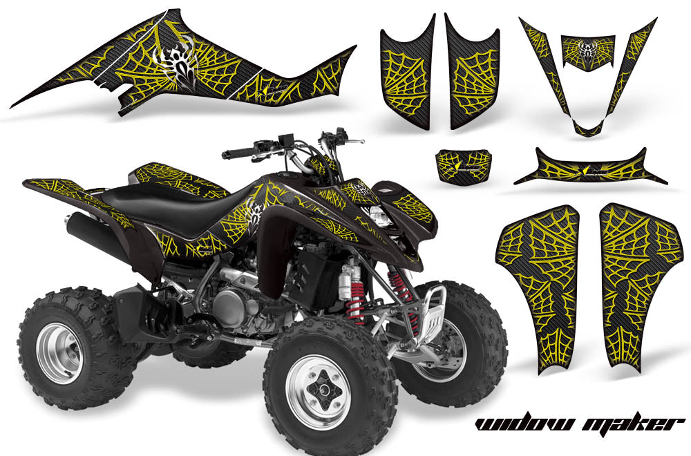 ATV Graphics Kit Decal Sticker Wrap For Kawasaki KFX400 2003-2008 WIDOW YELLOW BLACK-atv motorcycle utv parts accessories gear helmets jackets gloves pantsAll Terrain Depot