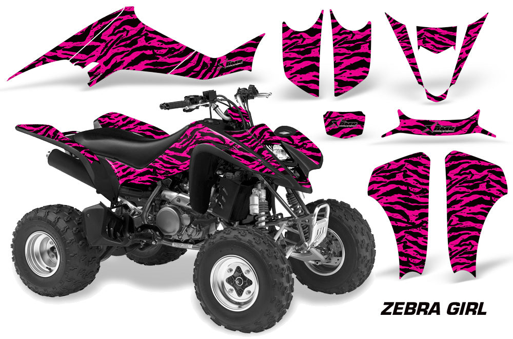 ATV Graphics Kit Decal Sticker Wrap For Kawasaki KFX400 2003-2008 ZEBRA PINK BLACK-atv motorcycle utv parts accessories gear helmets jackets gloves pantsAll Terrain Depot