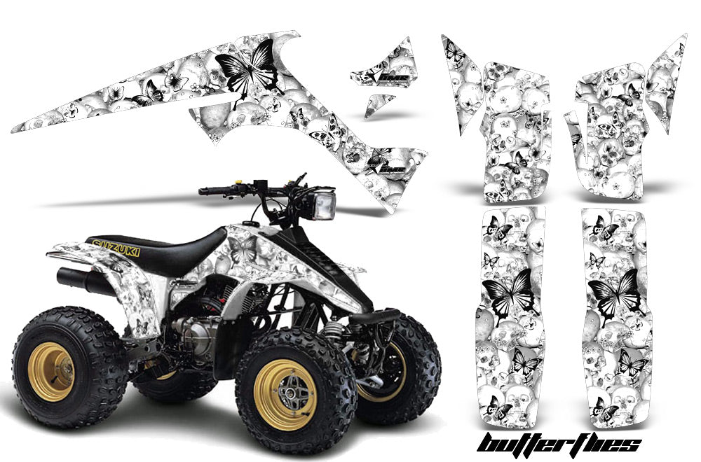 ATV Graphics Kit Decal Sticker Wrap For Suzuki Quadrunner LTR230 1985-1993 BUTTERFLIES BLACK WHITE-atv motorcycle utv parts accessories gear helmets jackets gloves pantsAll Terrain Depot