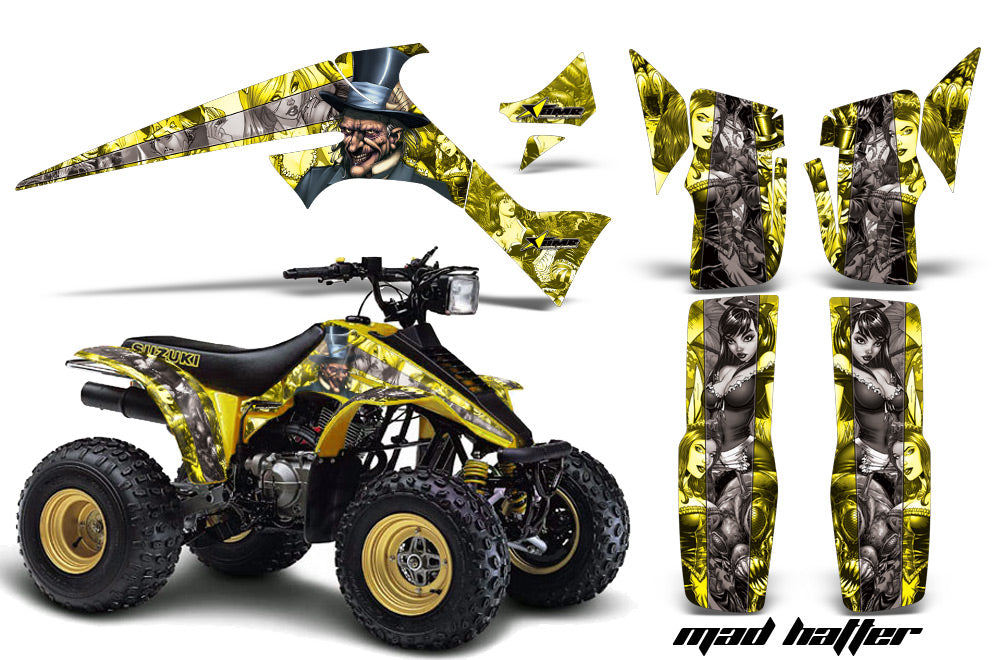 ATV Graphics Kit Decal Sticker Wrap For Suzuki Quadrunner LTR230 1985-1993 HATTER YELLOW SILVER-atv motorcycle utv parts accessories gear helmets jackets gloves pantsAll Terrain Depot