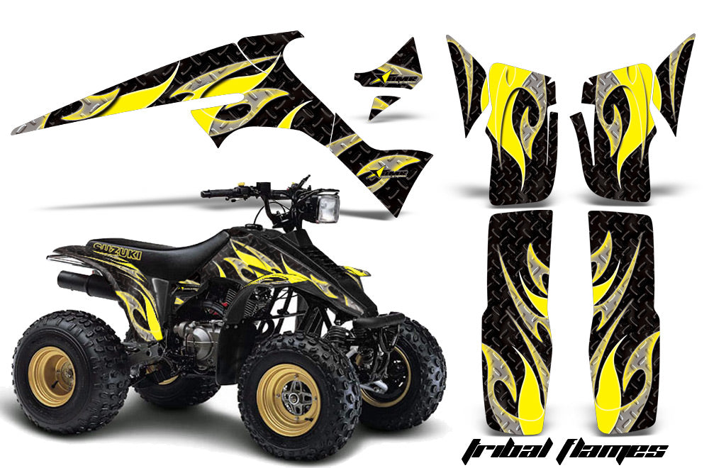 ATV Graphics Kit Decal Sticker Wrap For Suzuki Quadrunner LTR230 1985-1993 TRIBAL YELLOW BLACK-atv motorcycle utv parts accessories gear helmets jackets gloves pantsAll Terrain Depot