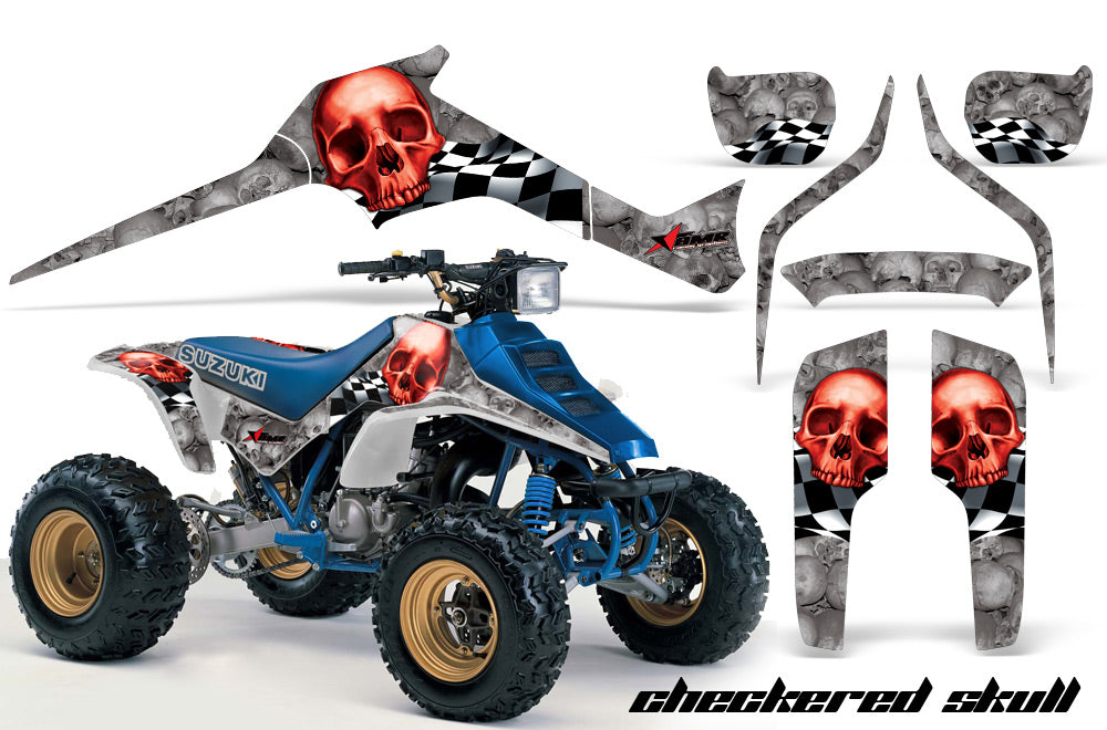 ATV Graphics Kit Decal Sticker Wrap For Suzuki Quadracer LTR 250 1985-1992 CHECKERED SILVER RED-atv motorcycle utv parts accessories gear helmets jackets gloves pantsAll Terrain Depot