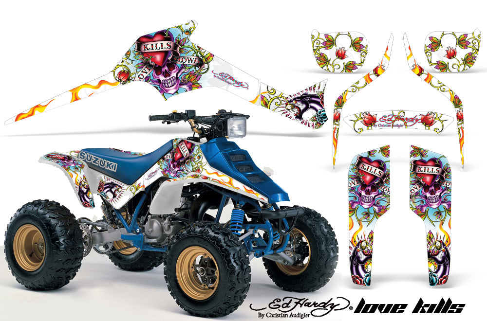 ATV Graphics Kit Decal Sticker Wrap For Suzuki Quadracer LTR 250 1985-1992 EDHLK WHITE-atv motorcycle utv parts accessories gear helmets jackets gloves pantsAll Terrain Depot
