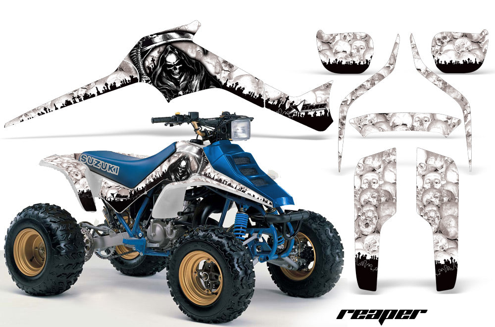 ATV Graphics Kit Decal Sticker Wrap For Suzuki Quadracer LTR 250 1985-1992 REAPER WHITE-atv motorcycle utv parts accessories gear helmets jackets gloves pantsAll Terrain Depot