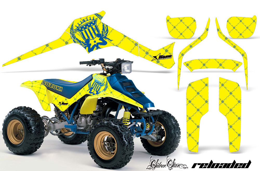 ATV Graphics Kit Decal Sticker Wrap For Suzuki Quadracer LTR 250 1985-1992 RELOADED YELLOW BLACK-atv motorcycle utv parts accessories gear helmets jackets gloves pantsAll Terrain Depot