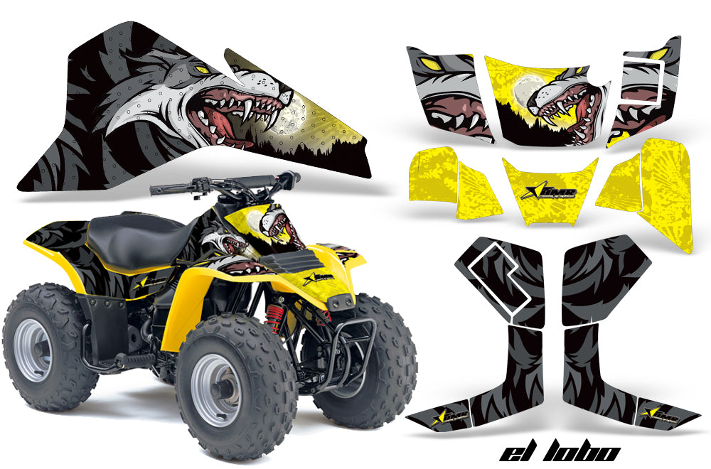 ATV Graphics Kit Quad Decal Sticker Wrap For Suzuki LT80 1987-2006 EL LOBO YELLOW-atv motorcycle utv parts accessories gear helmets jackets gloves pantsAll Terrain Depot