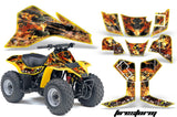 ATV Graphics Kit Quad Decal Sticker Wrap For Suzuki LT80 1987-2006 FIRESTORM YELLOW