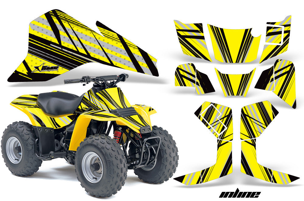ATV Graphics Kit Quad Decal Sticker Wrap For Suzuki LT80 1987-2006 INLINE YELLOW-atv motorcycle utv parts accessories gear helmets jackets gloves pantsAll Terrain Depot