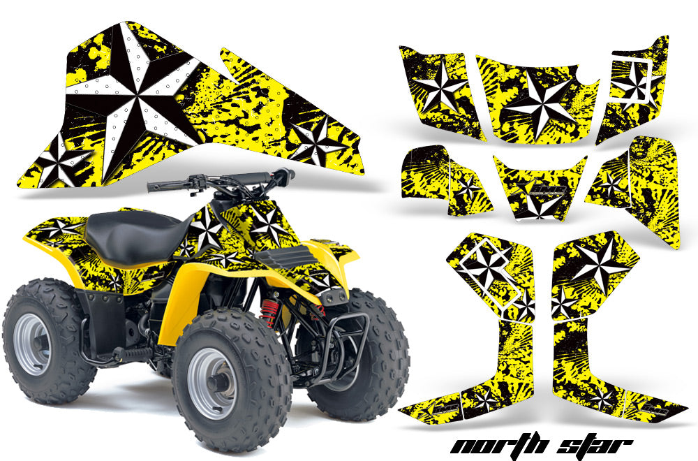 ATV Graphics Kit Quad Decal Sticker Wrap For Suzuki LT80 1987-2006 NORTHSTAR YELLOW-atv motorcycle utv parts accessories gear helmets jackets gloves pantsAll Terrain Depot