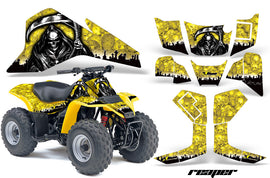 ATV Graphics Kit Quad Decal Sticker Wrap For Suzuki LT80 1987-2006 REAPER YELLOW-atv motorcycle utv parts accessories gear helmets jackets gloves pantsAll Terrain Depot