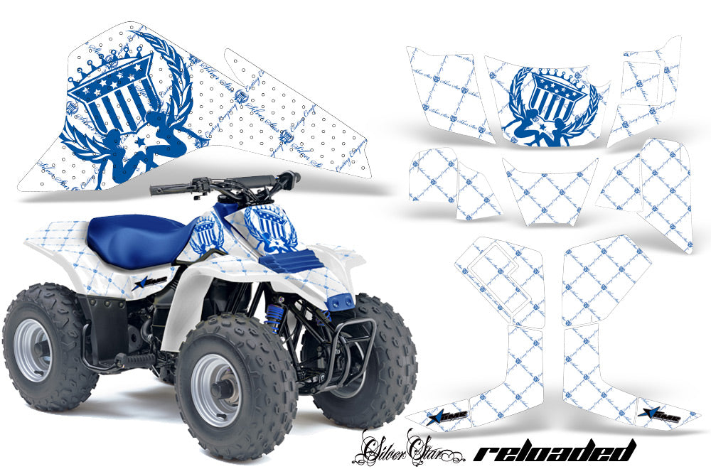 ATV Graphics Kit Quad Decal Sticker Wrap For Suzuki LT80 1987-2006 RELOADED BLUE WHITE-atv motorcycle utv parts accessories gear helmets jackets gloves pantsAll Terrain Depot