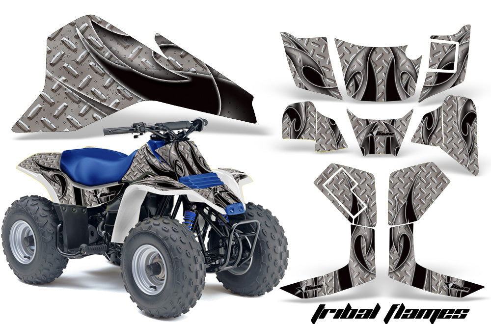 ATV Graphics Kit Quad Decal Sticker Wrap For Suzuki LT80 1987-2006 TRIBAL BLACK SILVER-atv motorcycle utv parts accessories gear helmets jackets gloves pantsAll Terrain Depot