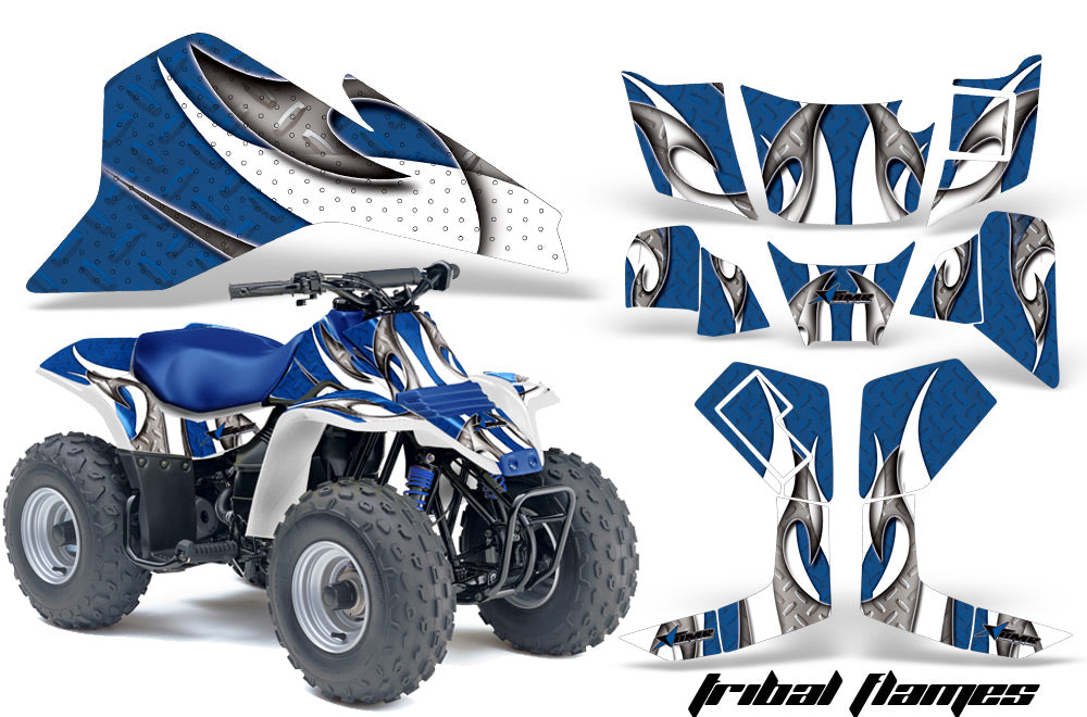 ATV Graphics Kit Quad Decal Sticker Wrap For Suzuki LT80 1987-2006 TRIBAL WHITE BLUE-atv motorcycle utv parts accessories gear helmets jackets gloves pantsAll Terrain Depot
