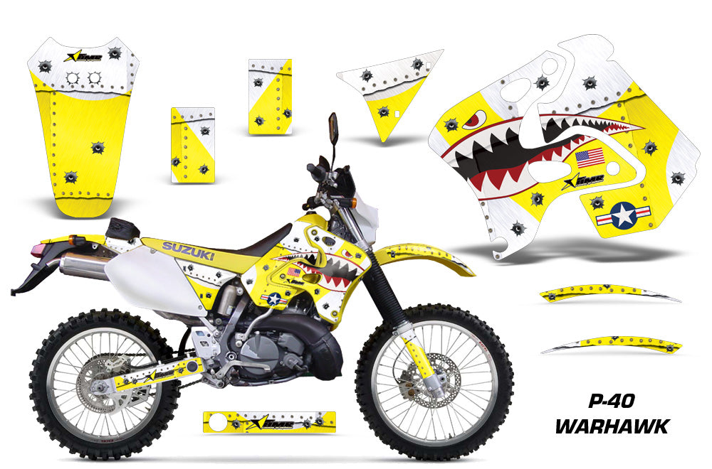 Dirt Bike Graphics Kit Decal Sticker Wrap For Suzuki RMX250S 1996-1998 WARHAWK YELLOW-atv motorcycle utv parts accessories gear helmets jackets gloves pantsAll Terrain Depot