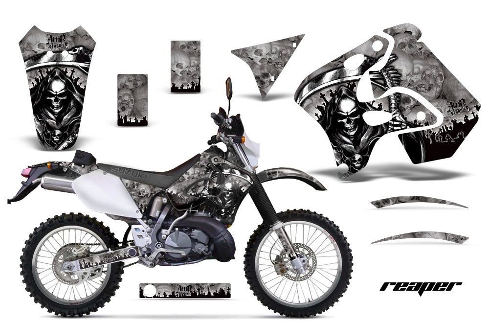 Dirt Bike Graphics Kit Decal Sticker Wrap For Suzuki RMX250S 1996-1998 REAPER SILVER-atv motorcycle utv parts accessories gear helmets jackets gloves pantsAll Terrain Depot