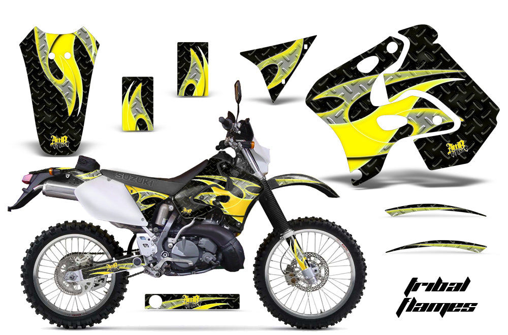Dirt Bike Graphics Kit Decal Sticker Wrap For Suzuki RMX250S 1996-1998 TRIBAL YELLOW BLACK-atv motorcycle utv parts accessories gear helmets jackets gloves pantsAll Terrain Depot