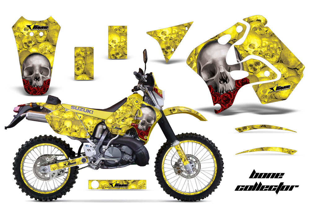 Graphics Kit Decal Sticker Wrap + # Plates For Suzuki RMX250S 1996-1998 BONES YELLOW-atv motorcycle utv parts accessories gear helmets jackets gloves pantsAll Terrain Depot