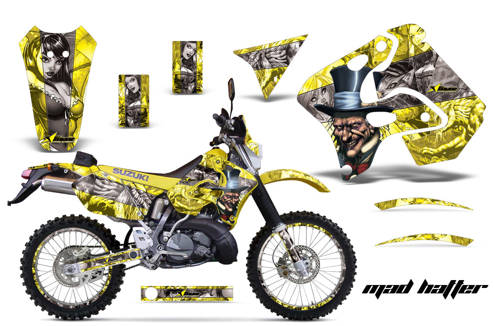 Graphics Kit Decal Sticker Wrap + # Plates For Suzuki RMX250S 1996-1998 HATTER SILVER YELLOW-atv motorcycle utv parts accessories gear helmets jackets gloves pantsAll Terrain Depot