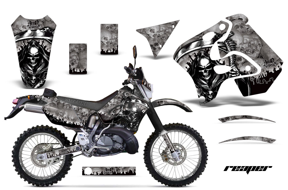 Graphics Kit Decal Sticker Wrap + # Plates For Suzuki RMX250S 1996-1998 REAPER SILVER-atv motorcycle utv parts accessories gear helmets jackets gloves pantsAll Terrain Depot