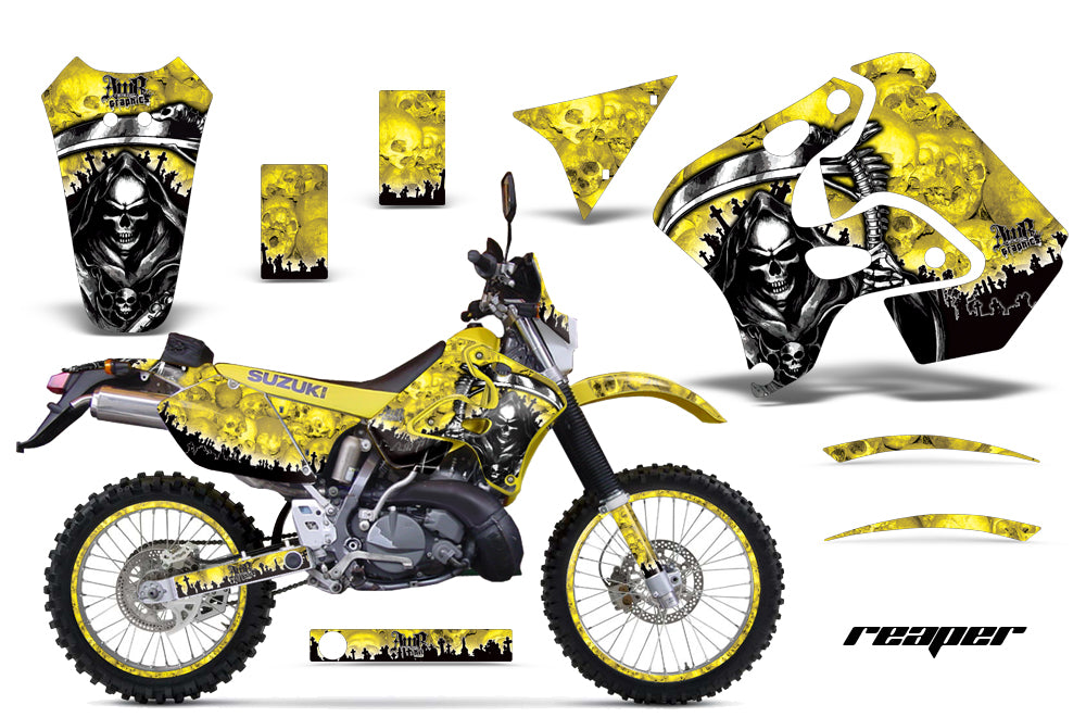Graphics Kit Decal Sticker Wrap + # Plates For Suzuki RMX250S 1996-1998 REAPER YELLOW-atv motorcycle utv parts accessories gear helmets jackets gloves pantsAll Terrain Depot